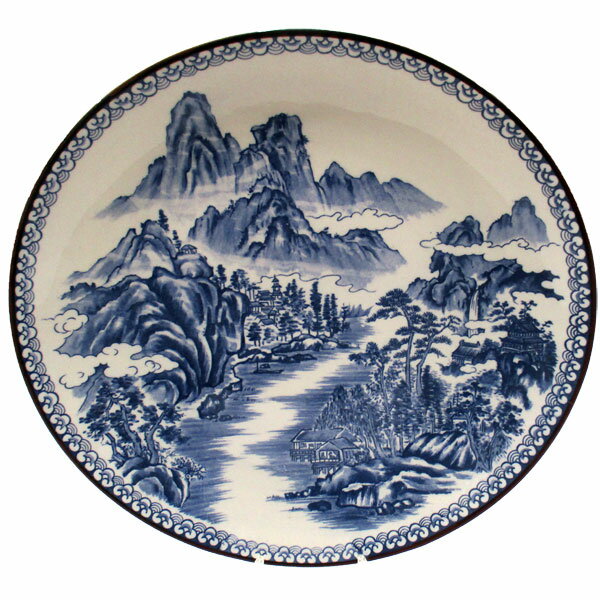 Other - 萬古焼大皿貫入　山水40.5cm 13号　13.0丸皿　約40.5×5cm　万古焼業務用盛皿割烹和食器【c】【t5】