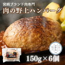 お中元 【送料無料】ハンバーグ 宮崎牛100% 150g 6個 和牛 冷凍 冷凍ハンバーグ 肉の野上 野上食品 ジューシー BBQ バーベキュー 加熱用 ご当地...