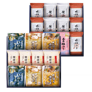 商品情報 名称金賞銀賞食べくらべ海苔GIFT GSNR-HE5 内容量金賞 南高梅のり（8切6枚）・銀賞 有明海産塩のり（8切6枚）・味付のり（8切6枚）×6・焼のり（8切6枚）×4・金賞健康米150g×4・（さんまの味噌煮・さばの味噌煮・いわしの旨煮）各2 賞味期限出荷時に30日以上の商品をお届けいたします。 サイズ箱サイズ：箱330×345×95mm アレルギー卵・小麦・えび メーカー品番GSNR-HE5 販売者※各商品に記載◇◆ラッピングについての詳細はこちら◆◇ 画像 金賞銀賞食べくらべ海苔GIFT GSNR-HE5 ギフト プレゼント 内祝い お返し 出産祝い 結婚祝い 誕生日 おしゃれ 送料無料 ＼ 大切な方への贈り物に ／ 最高の食べ比べ海苔と共にお楽しみください。 最高の食べ比べ海苔と共にお楽しみください。北海道産さばの味噌煮北海道産いわしの旨煮北海道産さんまの味噌煮紀州和歌山県産南高梅近畿大学 農学部 共同開発商品金賞健康米「おいしさ」と「栄養」のいいとこどりを実現毎日食べるごはんだからこそ、今までどおりのライフスタイルを変えることなくカンタンに健康応援します。モンドセレクション金賞・銀賞を受賞した海苔の食べ比べセット二段重ね ◇複数の商品をご注文いただいた場合には、別口配送となる可能性がございます。 また複数注文の出荷完了メールは、各商品についてお送りしております。 ＜商品詳細＞ 金賞 南高梅のり（8切6枚）・銀賞 有明海産塩のり（8切6枚）・味付のり（8切6枚）×6・焼のり（8切6枚）×4・金賞健康米150g×4・（さんまの味噌煮・さばの味噌煮・いわしの旨煮）各2 【賞味期限】出荷時に30日以上の商品をお届けいたします。 【箱サイズ・重量】箱サイズ：箱330×345×95mm 【アレルギー品目】卵・小麦・えび ★贈り物用途★ お中元 お歳暮 母の日 父の日 敬老の日 お供え 法事 内祝い お返し ★こんな方へ★ 両親 祖父母 上司 高齢者 一人暮らしの方