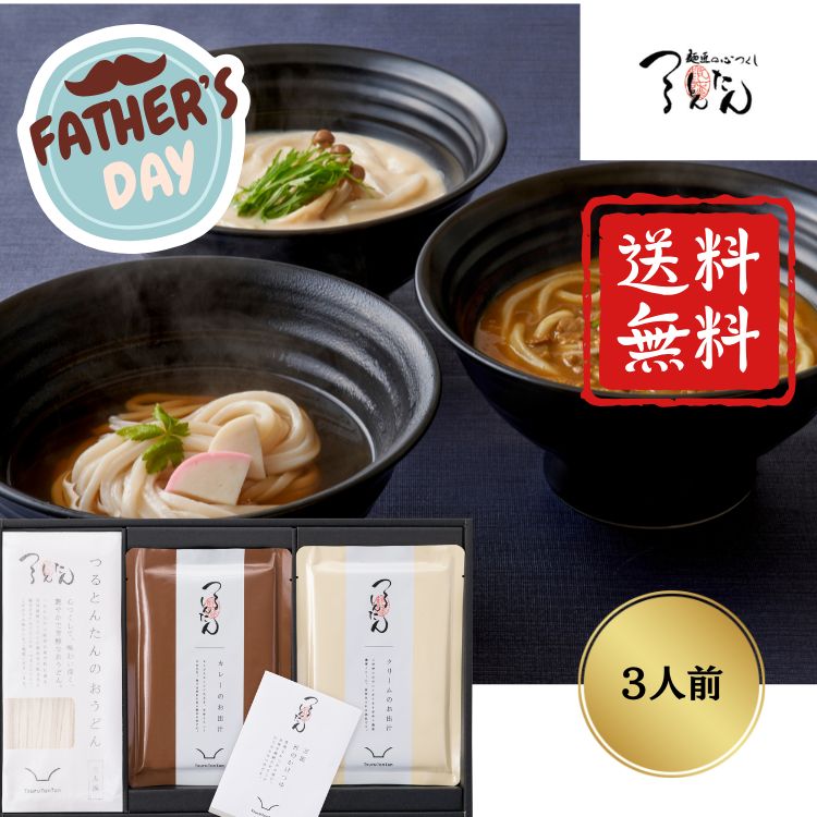 Houtou Noodle - ☆全品P5倍☆父の日 つるとんたん かけ・カレー・クリームのおうどん 3人前 詰合せ 讃岐うどん ギフト 感謝 義父さん お父さん プレゼント かけうどん 送料無料