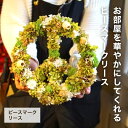 【ピースリース】 プリザーブドフラワー ブリザードフラワー ドライフラワー リース グリーン 緑 ブラウン 紫 パープル オリジナル ギフト プレゼント インテリア(4)