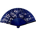 開運 扇子 満開桜(プラケース付き)紺和風扇子 日本のお土産 ホームステイのおみやげ 縁起物 和柄 和風 送料無料