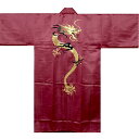 外国人向け ハッピローブ 刺繍火炎竜 エンジ色 Mサイズ42インチ【送料無料】【和風部屋着】【プレゼント】【男女兼用】【ガウン】【ドラゴン】【日本のお土産】【外...