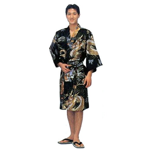 外国人向け ハッピローブ 竜虎ガウン 黒【送料無料】【和風部屋着】【プレゼント】【日本のおみやげ】【日本のお土産】【ハッピ ローブ】【ガウン】【ホームステイのお...