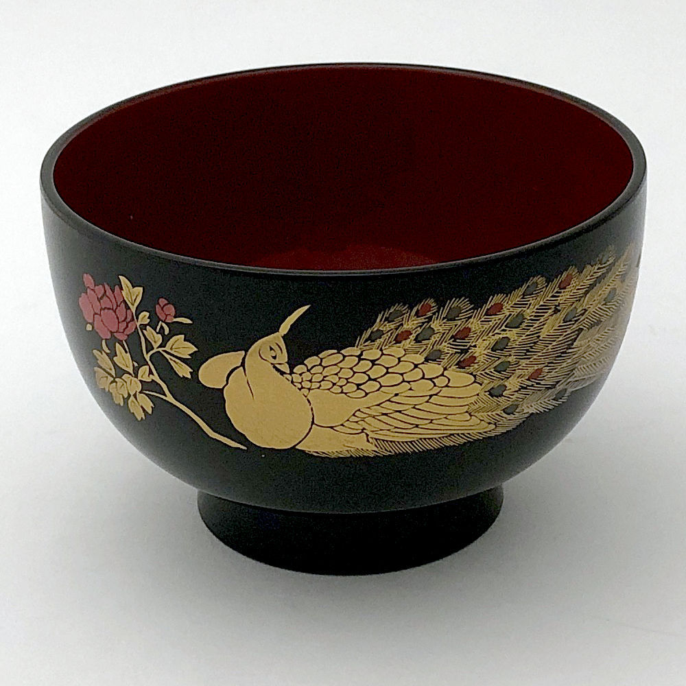 汁椀 孔雀 クジャク 内朱吸い物椀 味噌汁 お祝い 和食 お椀 日本製