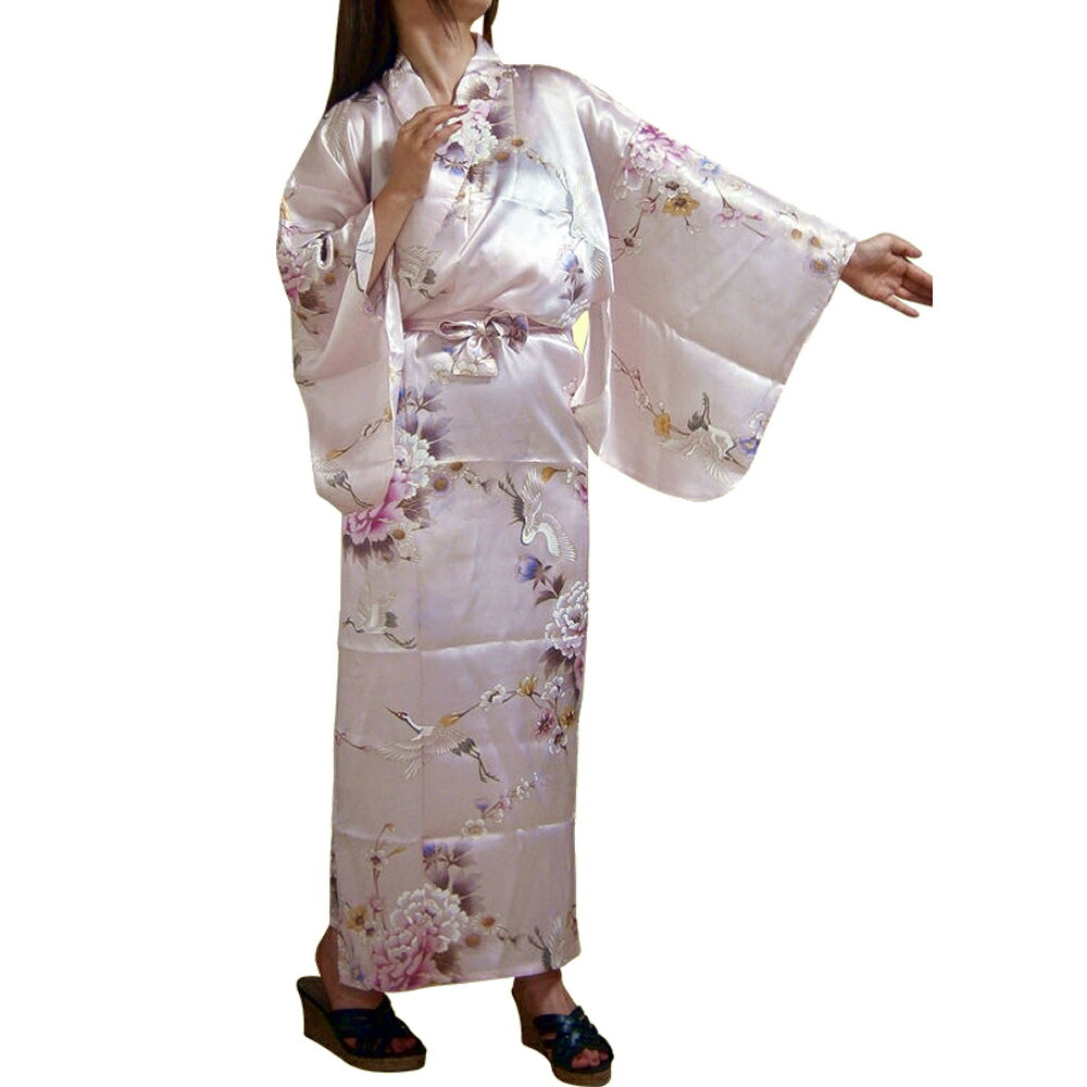 外国人向けシルク着物　鶴 ピンク【送料無料】【外国人向け着物】【日本のおみやげ】【日本のお土産】..