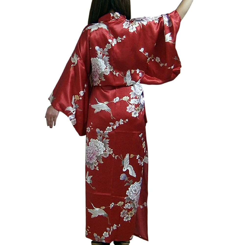 スーパーセール限定 外国人向けシルク着物 鶴 赤 送料無料 外国人向け着物 日本のおみやげ 日本のお土産 ホームステイのおみやげ シルクローブ Mxl770在庫あり 和服レディースファッション Insolite Guadeloupe Voyage Com