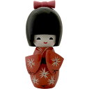 ミニこけし 小袖 オレンジ 13.5cm 顔の表情を変えられるコケシ民芸品 こけし 人形 和風 インテリア コケシ 日本のお土産 ホームステイのおみやげ 新築祝...