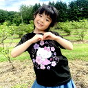キティちゃん Tシャツ 桜 黒ピンク 子供用サイズ 100 120HELLO KITTY キティTシャツ 半袖Tシャツ サンリオハローキティ kitty はろうきてぃ メール便 送料無料