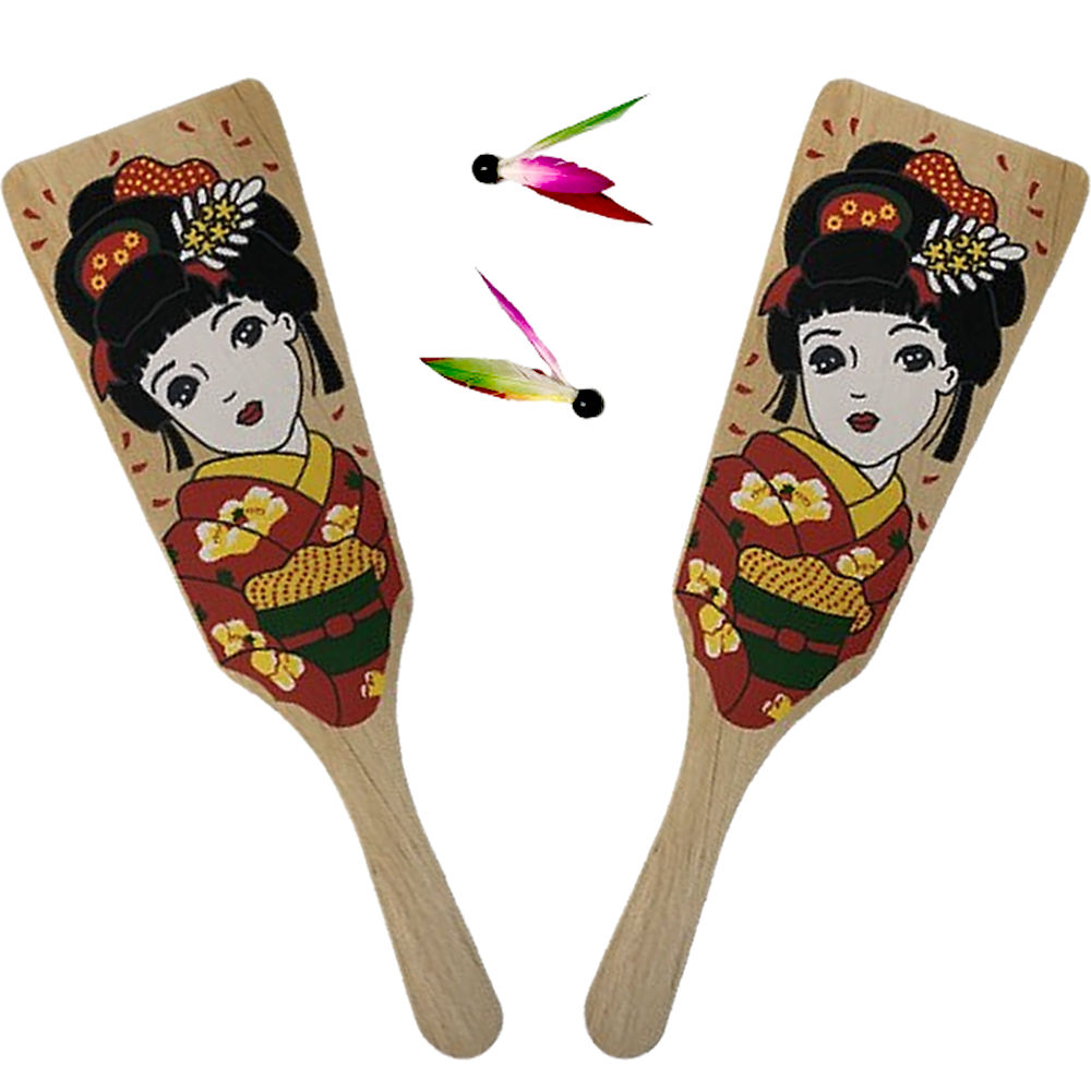 はねつきセット 羽子板 2枚 追羽根 2個 セット 正月羽子板セット 羽根突き 羽付き はねつき 羽根つき 正月遊び 木のおもちゃ お正月 日本のおもちゃ 玩具...