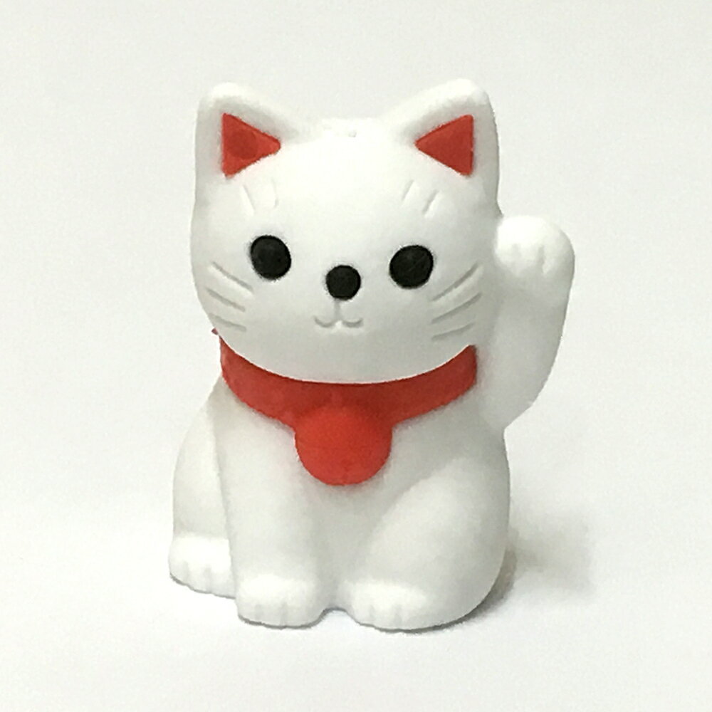 招き猫 白 ミニサイズ 3.2cm おもしろ 消しゴム縁起物 開運招福 開店祝い 幸運のお守り 日本のおみやげ ホームステイのおみやげ インテリア 判子ホルダー 日本のお土産 ミニチュア フィギュア 猫 ラッキーキャット 招き猫置物 送料無料