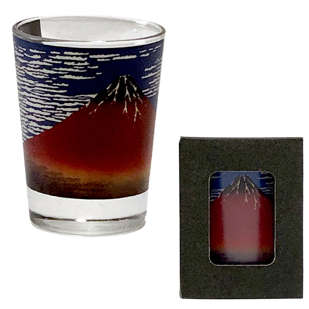 お猪口 ぐい飲み 葛飾北斎 富嶽三十六景 赤富士 ショットグラス 化粧箱入り凱風快晴 縁起物 ギフト 酒 盃 酒器 お洒落 父の日 母の日 プレゼント 贈り お祝い 日本酒