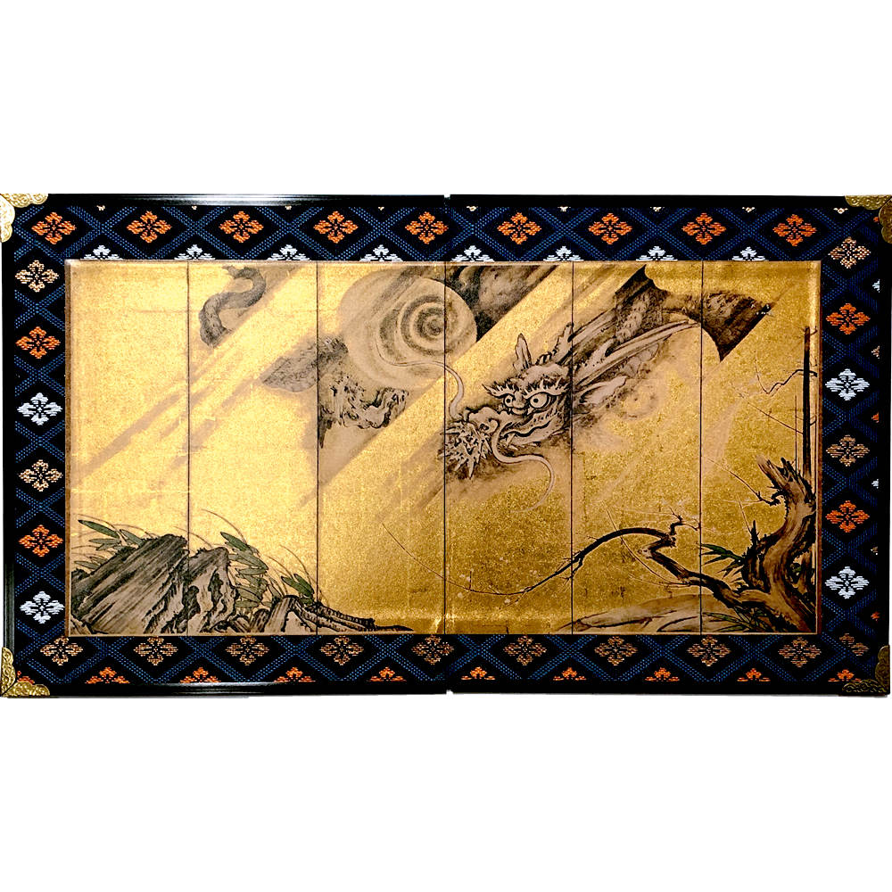 乐天商城 - ミニ屏風 妙心寺 龍図 狩野山楽作 二曲一双屏風 小龍虎図 開運 龍屏風 玄関飾り 床の間 竜 屏風絵 和風 インテリア ディスプレイ 名画屏風 インテリア屏風 禅寺 武運 魔除け 開運厄除 商売繁盛 金運 成功 縁起物 屏風 置物 日本のお土産 ホームステイのおみやげ 送料無料