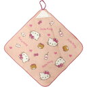 ループ付きタオル ハローキティ ふんわりタオルハンカチ ピンク 入園準備 入園祝 ミニタオル 34x34cm 綿100% ハンドタオル サンリオ キティ キティ...
