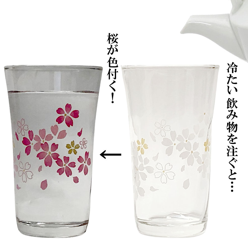 冷たいものを注ぐと桜が色付く 冷感 タンブラー 桜の花温度で変化する酒器 桜 ビアタンブラー お洒落 フリーグラス プレゼント 贈り物 不思議な マジック 日本酒 冷酒 ビール ジュース ギフト ビールグラス 父の日 母の日 敬老の日 お祝い 縁起物 送料無料