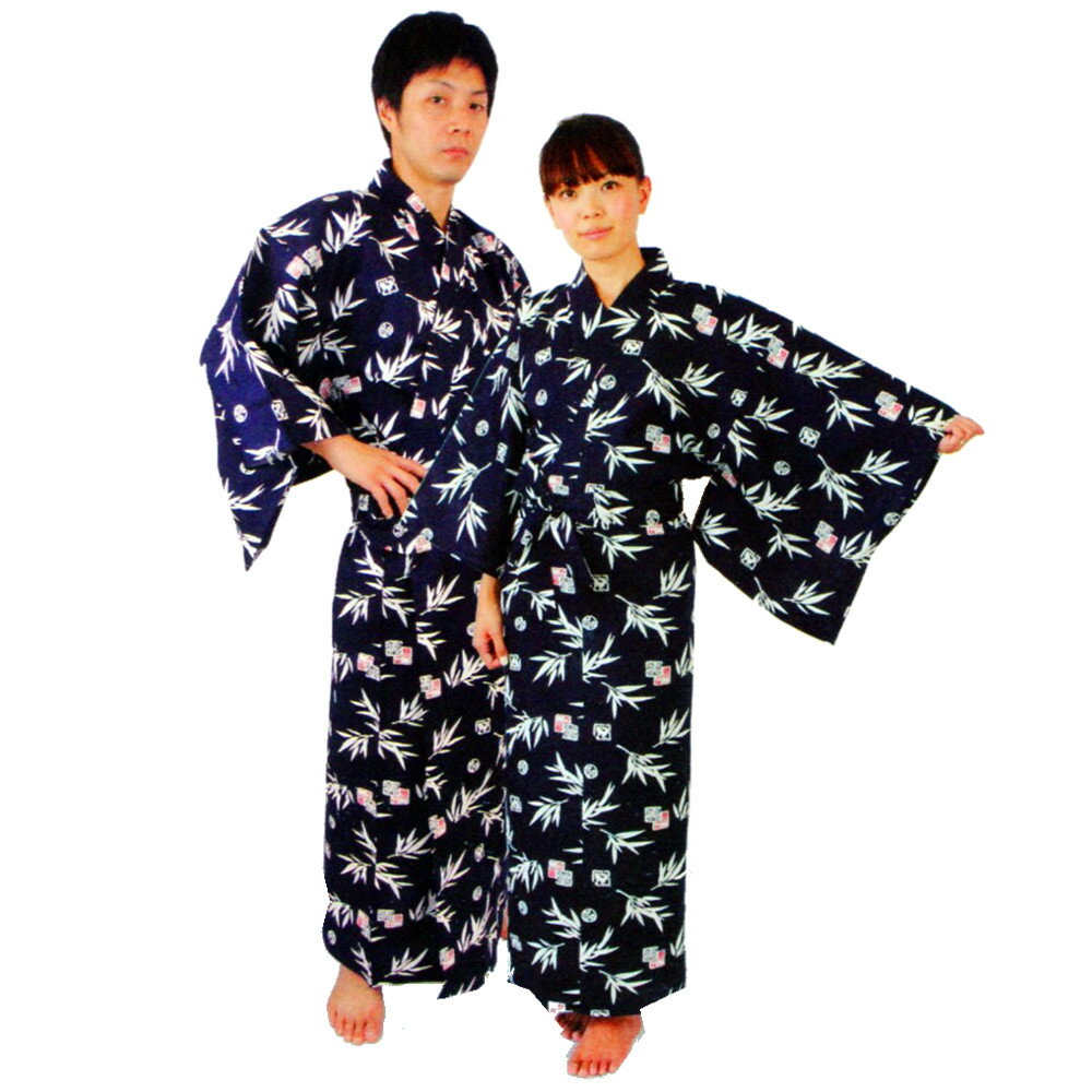 外国人向け浴衣 笹 紺 Lサイズ【旅館の浴衣】【日本のおみやげ】【日本のお土産】【外国人へのお土産】【ホームステイのおみやげ】【日本土産】