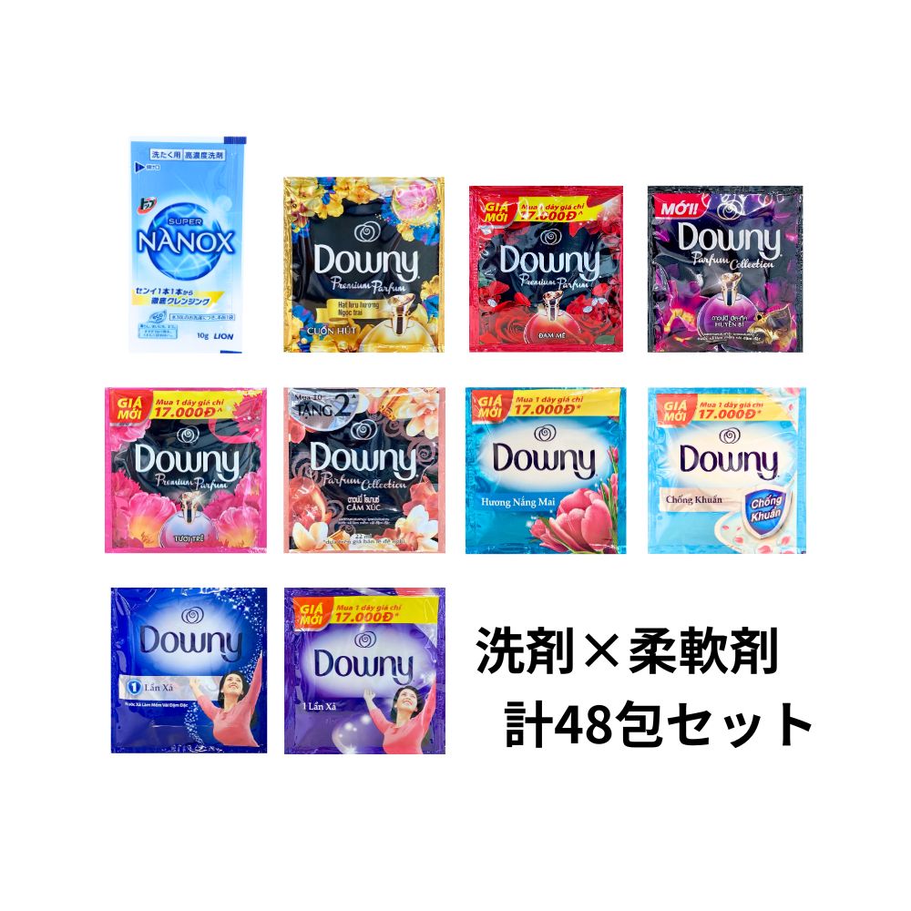 【訳あり 在庫処分 半額】 洗濯洗剤 柔軟剤 ワンパック 使いきりタイプ 40包／48包セット 液体洗剤 小分け 旅行 出張 コインランドリー ギフト解体品 アウトレット セール LION ナノックス ダウニー 送料無料 個包装 大容量 販促品 景品 粗品