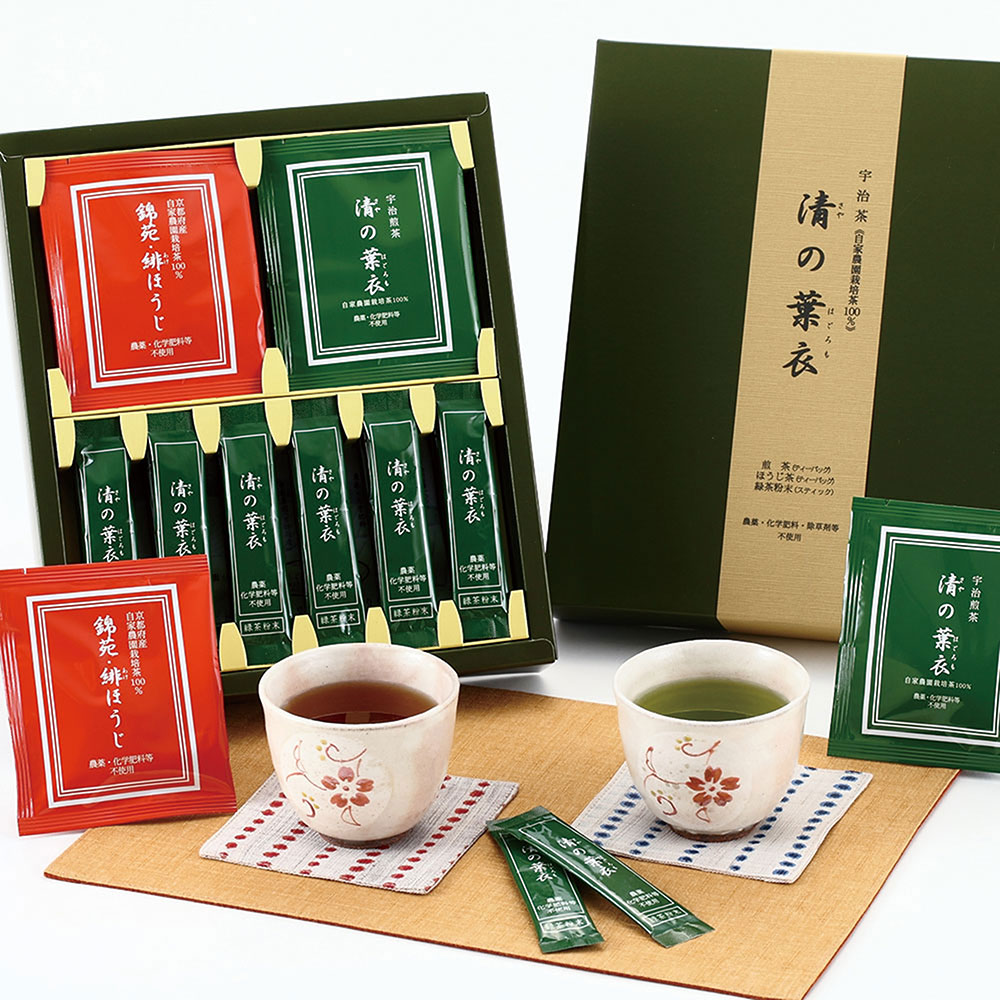 日本茶セット 日本茶セット 清の葉衣 緑茶＆ほうじ茶 宇治産 直送品 KM15002800ご出産祝い お返し 結婚内祝い お中元 御中元 お歳暮 御歳暮 法事