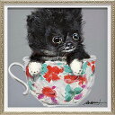 ハンドペイント絵画 オイル ペイント アート 「ティーカップ ドッグ2(Sサイズ)」 壁掛用 OP-07002周年記念品 プレゼント 退職記念 卒業記念 名入れ...