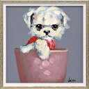 ハンドペイント絵画 オイル ペイント アート 「ティーカップ ドッグ3(Sサイズ)」 壁掛用 OP-07003周年記念品 プレゼント 退職記念 卒業記念 名入れ...