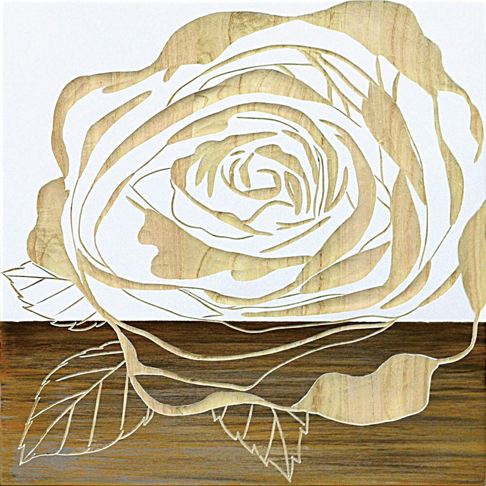 ハンドブラッシュ ウッド スカルプチャー アート 「ローズ2(WH+NP)」 壁掛用 SA-08559雑貨 おしゃれ プレゼント かわいい お祝い お誕生日