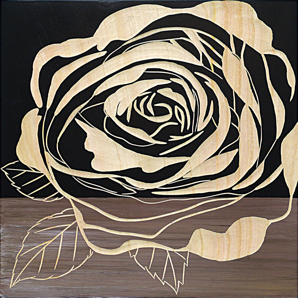 ハンドブラッシュ ウッド スカルプチャー アート 「ローズ2(BK+NP)」 壁掛用 SA-08560雑貨 おしゃれ プレゼント かわいい お祝い お誕生日