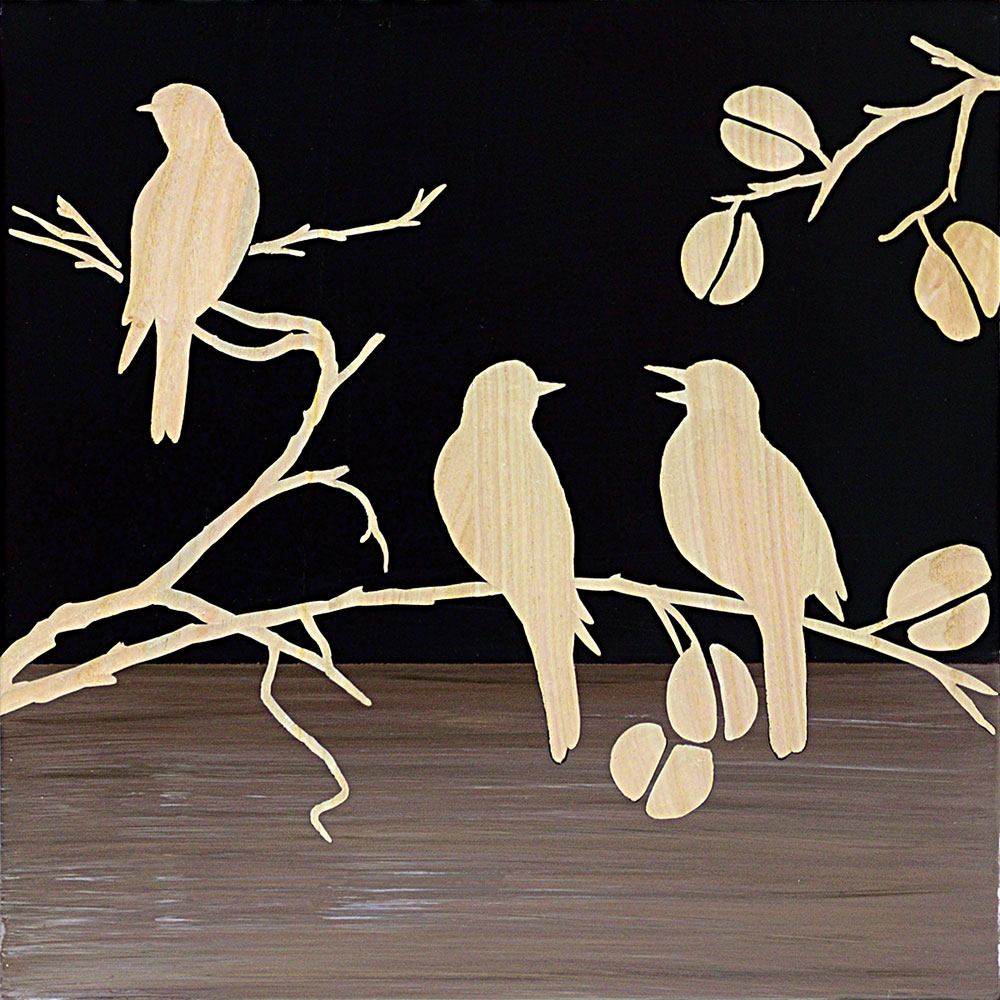 ハンドブラッシュ ウッド スカルプチャー アート 「スリー バード2(BK+NP)」 壁掛用 SA-08563雑貨 おしゃれ プレゼント かわいい お祝い お誕...