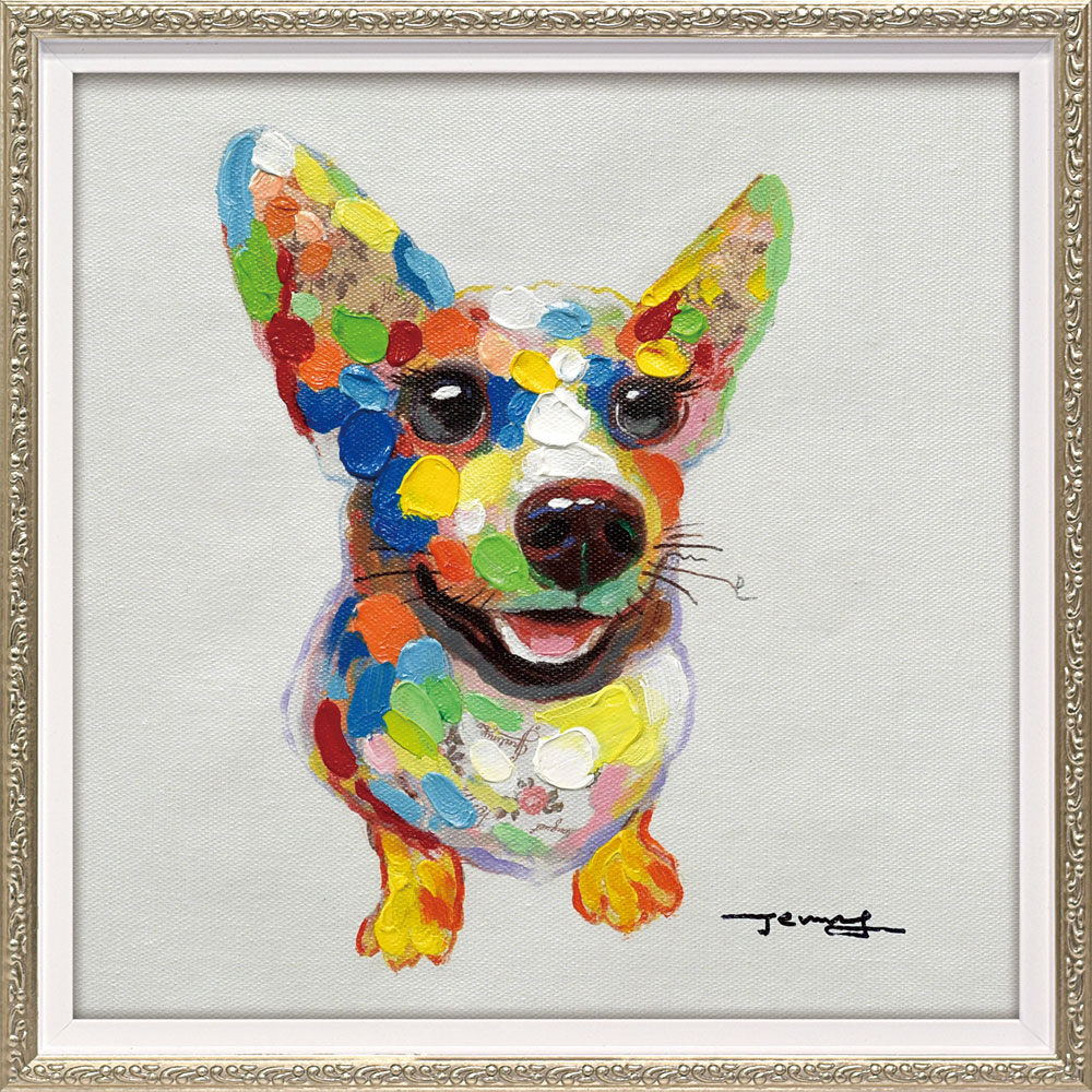 油彩画 オイル ペイント アート 「カラフル コーギー(Sサイズ)」 壁掛用 オイル ペイント OP-07030周年記念品 プレゼント 退職記念 卒業記念 名入...