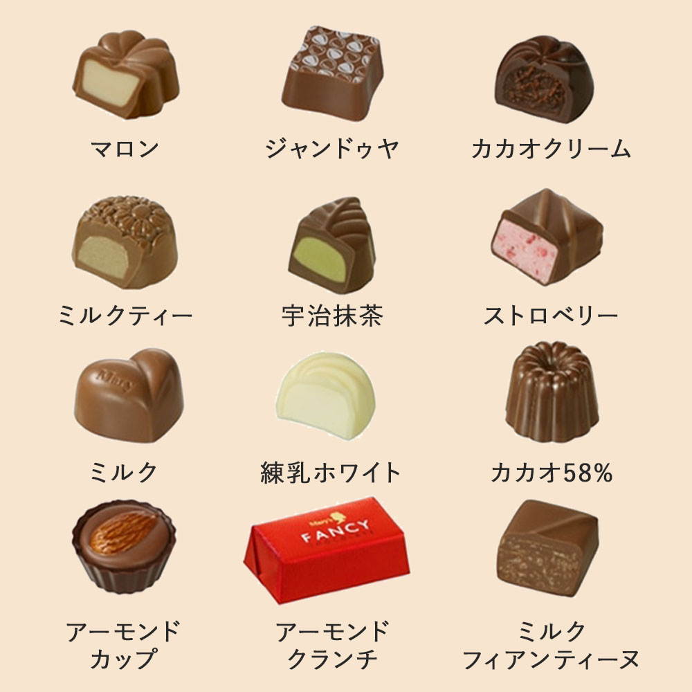 メリーチョコレート ファンシーチョコレート 12個入 メーカー包装済 詰め合わせ バレンタイン プレゼント プチギフト 義理チョコ　御礼 ▲ (sane◎2) 送料無料