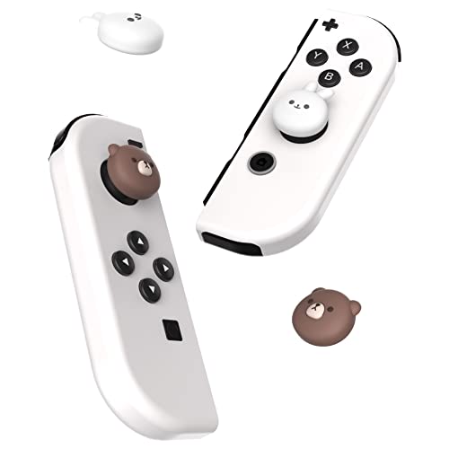 PlayVital Switchに対応用ジョイスティックキャップ、Switch Liteに対応用サムスティックキャップ、Switch有機elモデルに対応用シリコンアナログスティックキャップカバー、 Switchに対応 & Switch Lite に対応& Switch OLEDに対応用サムグリップロッカーキャップ【可愛いベ 2
