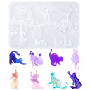 サムコス 猫 シリコンモールド 8種類 エポキシ 樹脂 UVレジン ハンドメイド DIY ブローチ ヘアクリップ ペンダント イヤリング アクセサリー 樹脂 工...