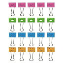 25mm ダブルクリップ かわいい 万能クリップ バインダークリップ 本とチケット挟み 笑顔デザイン 20個入り