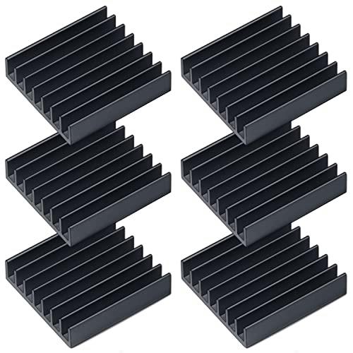 Akineko ヒートシンク 黒アルマイト処理 6個セット 熱伝導両面テープ付き 22.5×22.5×5mm