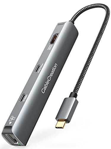 [}\Ԓ|Cg5{]USB C nu, CableCreation 6-in-1 Lan nu HDMI nu 4K@60Hz 1GbpsC[Tlbg|[g PD 100W USB-C|[g USB3.0|[g MacBook Air Pro iPad Pro ȂǂɑΉ