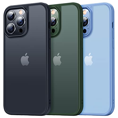 【本体の色・4色】CASEKOO iPhone13 Pro 用 ケース 半透明 マット感 指紋防止 耐衝撃 米軍MIL規格 ストラップホール付き SGS認証 黄変防止 耐久 サラサラ カバー ワイヤレス充電対応 新型 アイフォン 13 プロ用 6.1 インチ ケース(マットブラック)