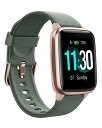 GanRiver スマートウォッチ 腕時計 1.3インチHD画面 長持ちバッテリー 多種類運動モード 心拍 歩数計 Line 着信通知 Bluetooth5.2 活動量計 日本語アプリ 説明書 iphone&Android対応 (グリーンゴールド)