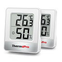 ThermoProサーモプロ 湿度計 温度計 温湿度計 温度湿度計 湿度計室内 室温計 デジタル アナログ 大画面 コンパクト 顔マーク 壁掛け 卓上スタンド ...