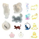 【Za-Bi (ザ-ビ) 】 ねこ 猫 シリコンモールド 4種類 Aセット+桜チャーム1個/ レジン アロマストーン 手作り 石鹸 キャンドル 樹脂 粘土 オル...