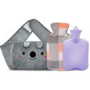 TSQIBU 湯たんぽ ふわもこカバー ベルト スリーピーススーツ 1.2L 取り外し可能 エコ湯たんぽ ハンドウォーマー お湯入れ式 電気不要 柔らか 暖かい...