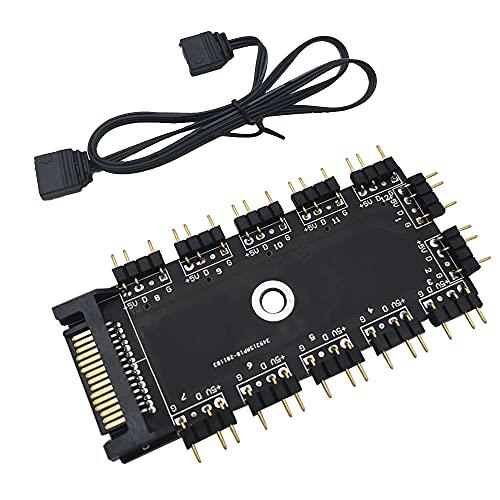 rgb ハブ, CTRICALVER 1〜11ポートARGB HUB 5V 3Pin RGBスプリッターハブ SATA/IDEポート付き