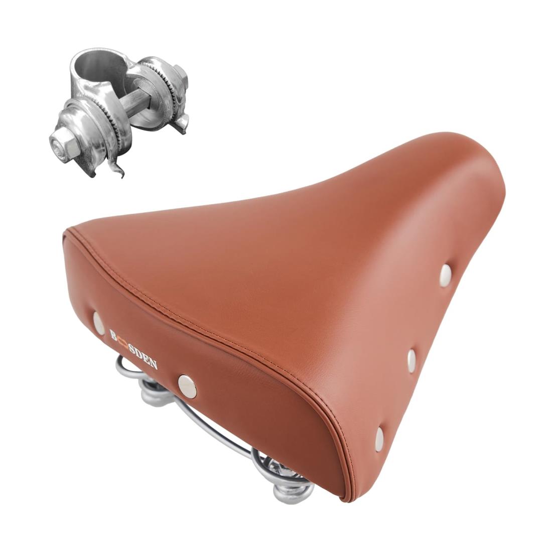 BOOSDEN 自転車サドル茶色、鋲付き、柔らかい、幅広自転車サドル、 交換用、お尻痛くない、超肉厚 ...