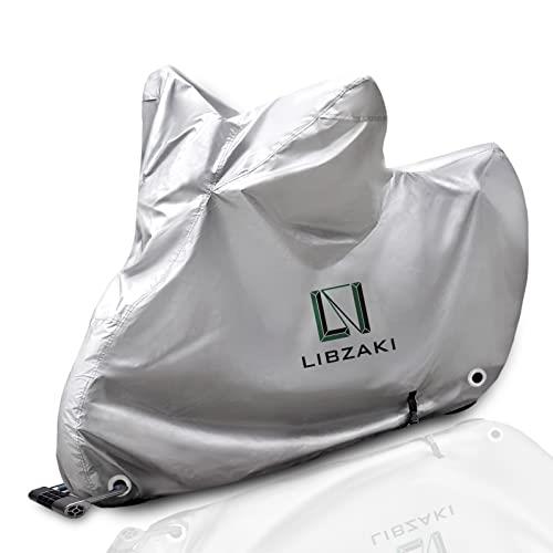 LIBZAKI バイクカバー 厚手M-Lサイズ 209 cmまで対応 バイク用車体カバー 収納袋付き（銀）