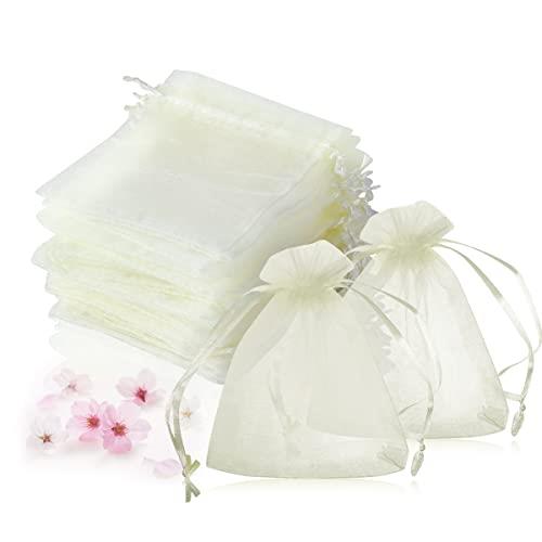 Magicfour 50枚 オーガンジー 巾着袋 ラッピング 袋 小 無地 透明 おしゃれ サシェ 袋 ポプリ袋 誕生日 結婚式 ウェディング プチギフト お菓...