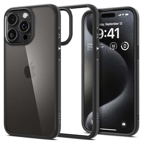 Spigen iPhone 15 Pro Max ケース クリア ストラップホール 米軍MIL規格 ウルトラ・ハイブリッド ACS06570 (マット・ブラック...