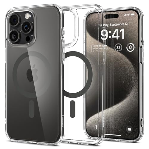 [マラソン期間中ポイント5倍]Spigen iPhone 15 Pro Max ケース クリア MagSafe対応 米軍MIL規格 ウルトラ・ハイブリッド・マグフィット ACS06577 (グラファイト)