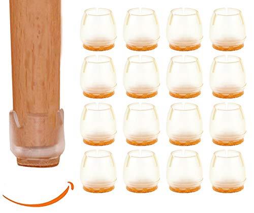 Mukeyo 椅子脚カバー チュアーソックス 椅子あしキャップ シリコン クリアー 透明色 騒音 きず防止 滑り止め レフィル付き 丸脚用 16個セット(直径1...