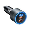 【66W 3ポート】SONRU カーチャージャー 【2023新モデル】シガーソケット usb 車用急速 充電器 PD 30W &デュアルQC3.0 超小型 リン...
