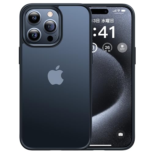 【本体の色・3色】CASEKOO iPhone 15 Pro Max 用 ケース 耐衝撃 滑り止め 指紋防止 米軍MIL規格 マット仕上げ ストラップホール付き SGS認証 黄変防止 耐久性 カバー ワイヤレス充電対応 アイフォン 15 プロマックス 用 6.7 インチ ケース(マットブラック)