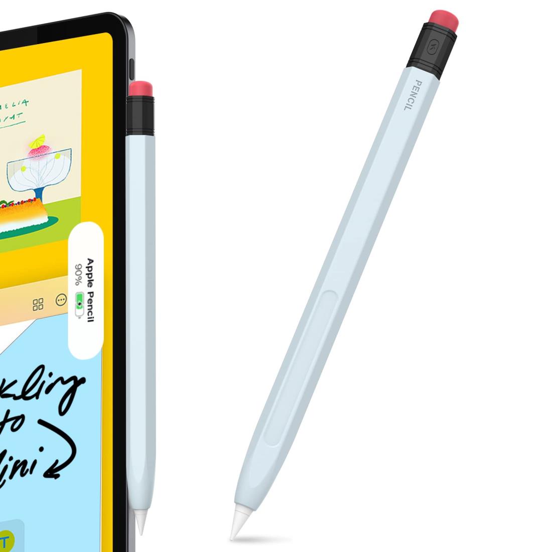 AhaStyle Apple Pencil Pro&Apple Pencil 第二世代用シリコン保護ケース 鉛筆レトロデザイン 柔らかなシリコン材質 Apple Pencil Pro&Apple Pencil 第二世代のみに適用 ワイヤレス充電対応 (ライトブルー)