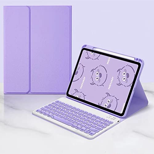 iPad 10.2 キーボード ケース（2021）ipad 第9世代/第8世代/第7世代 キーボード iPad7/iPad8/iPad9対応 2019/2020/2021モデル アイパッド 10.2 インチ Bluetooth ワイヤレス キーボードカバー スタンド機能付き 脱着式 Apple Pencil 収納 (iPad9/iPad8/iPad7(10.2インチ), 紫